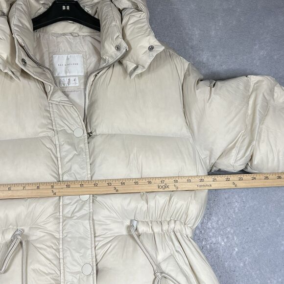 ABERCROMBIE & FITCH Air Cloud Hooded Puffer Parka Jacket Cream Small $240. - Picture 5 of 13